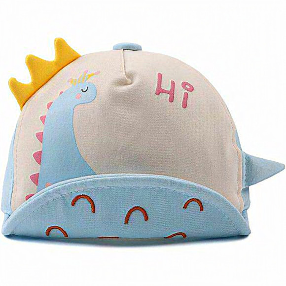 Sky Blue Baby Cap – “Age of Dinosaurs” with 3D Dino & Plush Tail